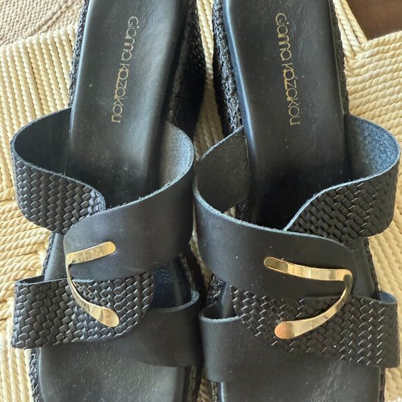 Gianna Kazakou Handmade Greek Black Leather Sandals – Size 40 (Never Worn) - Picture 3 of 5
